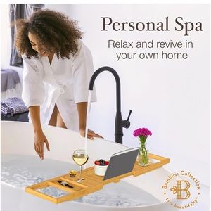 Bambüsi Bathtub Tray Table‎ Collapsible & Adjustable Bathtub Caddy Space-Saving
